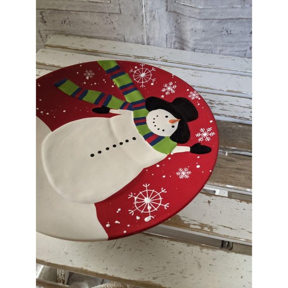 St Nicholas square jolly snowman dinner plate x-ma - Picture 4 of 5